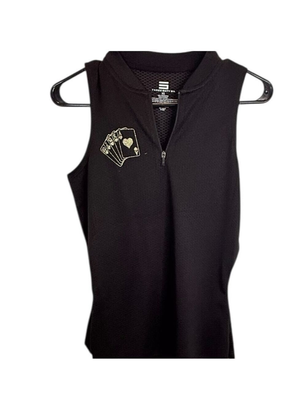 Three Sixty Six Las Vegas Rhinestone Zip Up Tank Top Extra Small